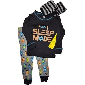Only Boys Toddler 2T Sleep Mode Robot 3pc Pajama Set Pant Long Sleeve Socks SOFT